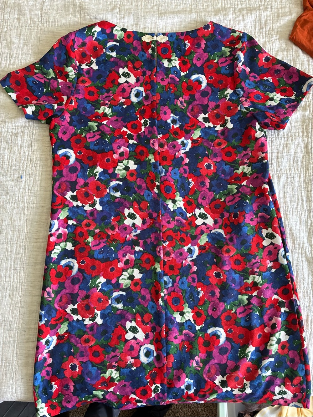 Women’s Floral Print Short Sleeve Dress - Red & Purple